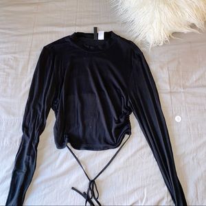 Long sleeve open back crop top